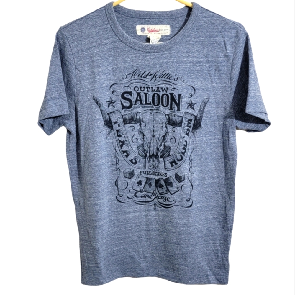 Lucky Brand Small Gray Wild Willie's Saloon Short Sleeve Shirt